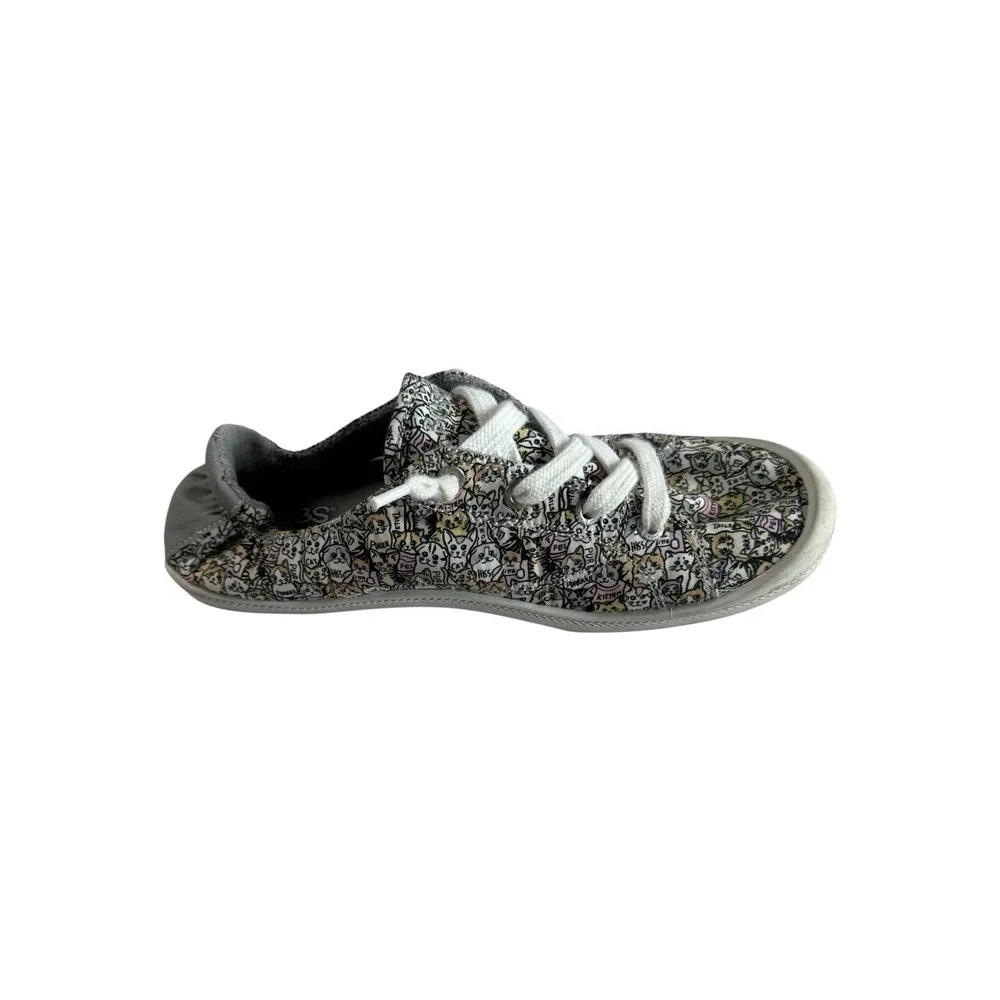 Skechers Bobs Beach Bingo Rover Cat Print Sneakers 113582 Gray Multi Womens 9